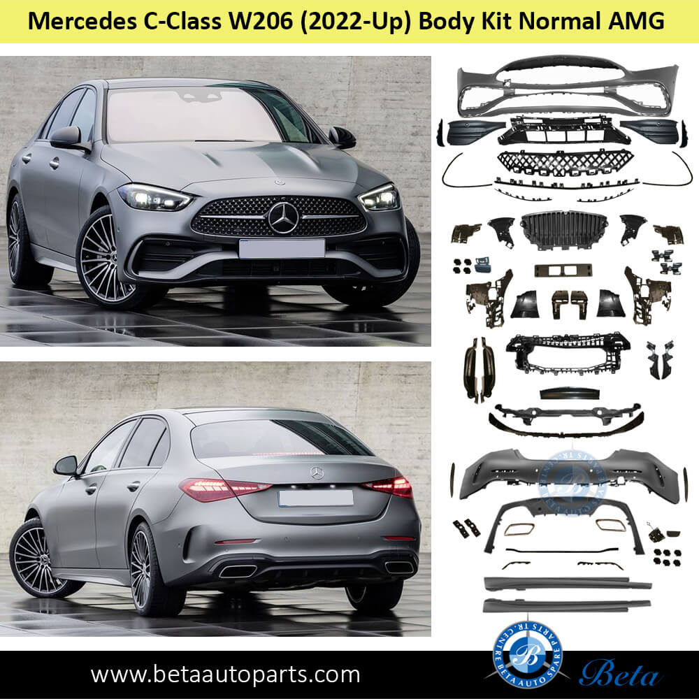 Mercedes C-Class W206 (2022-Up), Body Kit Normal AMG with Park Assist with Black Moulding, Taiwan Mercedes C-Class W206 (2022-Up), Body Kit Normal AMG with Park Assist with Black Moulding, Taiwan